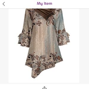 Lily Brown and beige floral asymmetrical-hem tunic